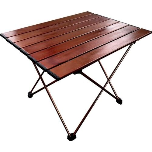 Aluminum Alloy Brown Table Camping Fishing Hiking Table Super Light Folding Portable Table