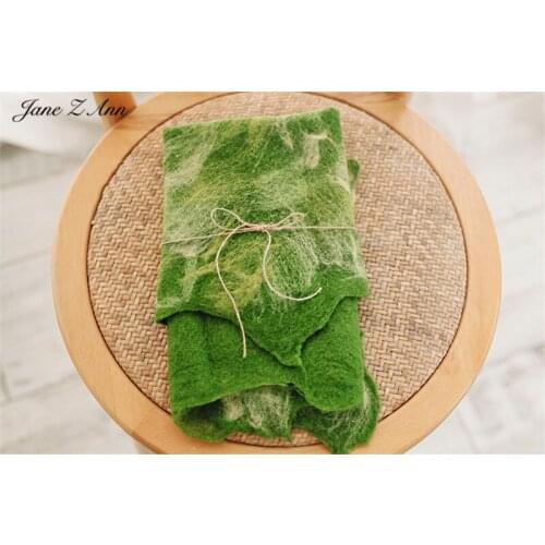 Jane Z Ann Thin Handmade Wool Wet Felt Modeling Pad Blanket Wrapped Cloth Baby Green purple Newborn Photography Prop 45x50cm