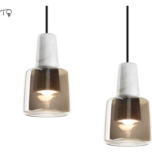 Nordic Minimalist Luxury Glass Pendant Ligts Marble Light Fashion Post Modern Suspension Luminaire Bedroom Bedside Restaurant