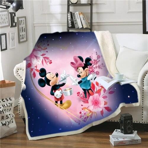 Cartoon 3D Disney Mickey Minnie Pattern Blanket Soft Warm Coral Wool Blanket Bed Sheet Sofa Throw Flannel Blanket Home Textile