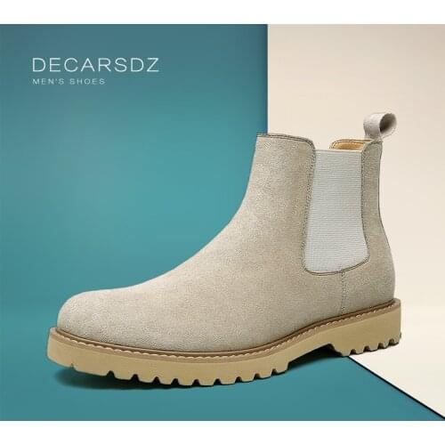 DECARSDZ Men Leather Boots Shoes Men 2021 Fashion Chelsea boots Comfy Men Casual Boots