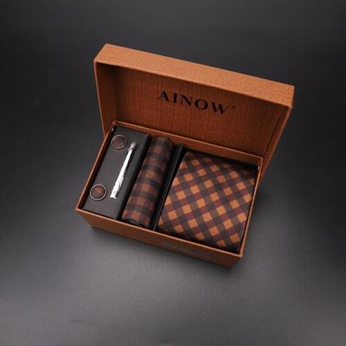 Mens Tie Jacquard Woven 8cm Floral Neck Tie Plaid Tie Gift Set Men Gifts Hankerchief Pocket Square Corbatas Para Hombre