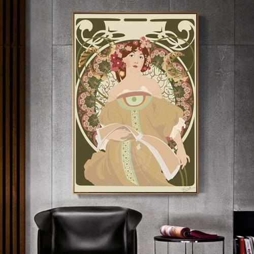 Wall Art Canvas Home Decor Alphonse Mucha Cartoon Beautiful Painting HD Print Modern Poster Cuadros Modular Pictures Living Room