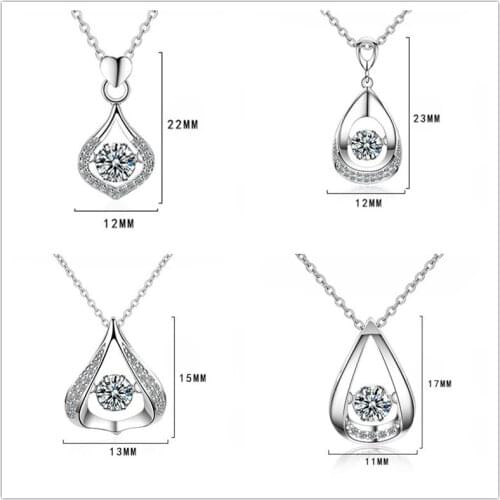 Bright Crystal Water Drop Pendant Necklace For Women Jewelry Top Quality 925 Silver Necklace Female Clavicle Accessories Lady