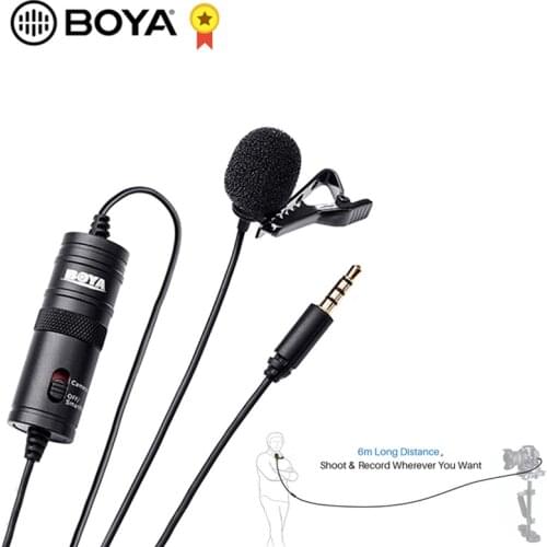 BOYA BY-M1 Lavalier Lapel Microphone 3.5mm Audio Video Photography Recording for iPhone Android Mac Vlog Mic for DSLR Camera