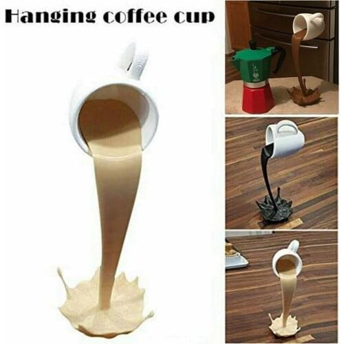 Floating Spilling Coffee Cup Suspended Coffee Cup Standing Floating Creative Cup Coffee Cup Decoration Resin Coffee 3D Mug U8S1