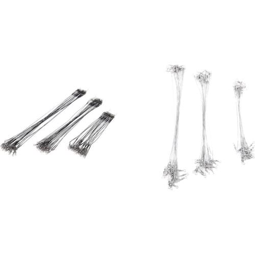 60Pcs 15/20/25cm Stainless Steel Wire Leader Fishing Leash Swivel Anti-Bite Line Leadcore Leash for Pike Fishing