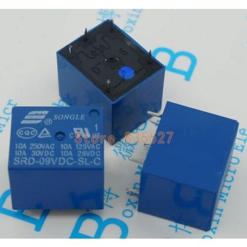 SRD-09VDC-SL-C Relay 5pin T73-9V 9V single pole double throw 10A high current