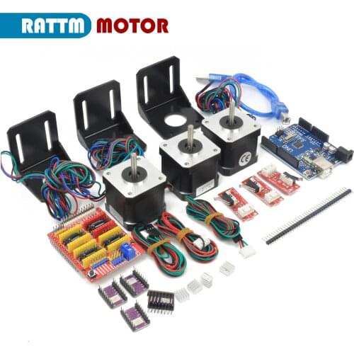CNC Controller Kit Nema 17 Stepper Motor & UNO R3 Improvement Borad & DRV8825 Drivers For Arduino 3D Printer
