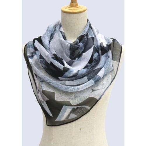 Fashion scarf shawl square leaf printing long georgette scarf silk scarf new 2017 spring, summer, autumn and winter girls shawls