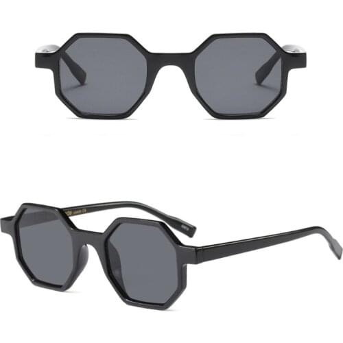 Hexagonal Sunglasses Vintage Small Glasses Geometric Resin Frame Clear Lenses Y5JD