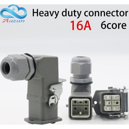 Heavy-duty connector 6 (5 + 1) core 16A 500V HA-006-1 elbow plug in the hot channel flow Cold pressing pin connection