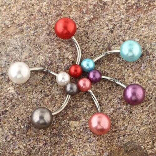 TIANCIFBYJS 14G Belly Button Rings Surgical Steel 10mm Navel Bars UV Pearl Ball Tragus Earrings Piercing Body Jewelry 200/600pcs