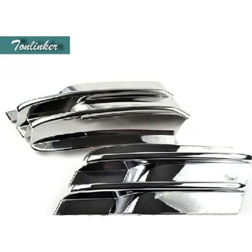 Tonlinker 2 PCS DIY Car styling ABS Chrome Car Front fog lamps decorative light box case Stickers for AUDI 2013 Q5 accessories