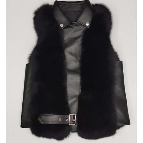 High Quality Womens Authentic Fox Jacket Fur Collar Fox Vest Natural Fur Fashion Vest
