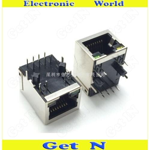 10pcs-200pcs HR911105A Shielded RJ45 Female Connectors with Lamp Transformer Outlet Filter RJ45 Network Socket High Spreed