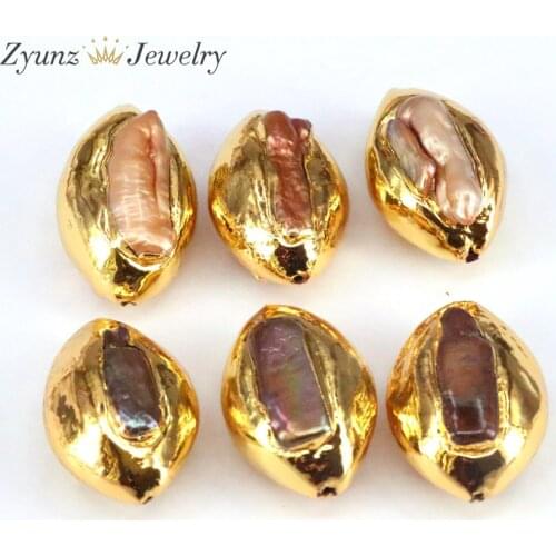 10PCS, Oval Shape Gold Color Spacer Shell Charms Connector Pendant for Jewelry Making Diy Bracelet Necklace Accessories