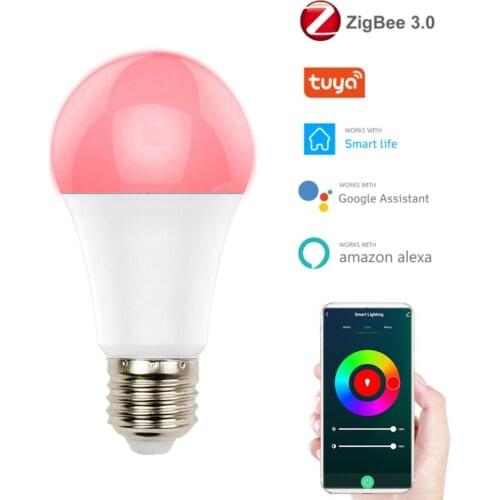 10W Tuya Zigbee3.0 Smart Home LED Bulb Light Lamp E27 RGB Smart Home Remote Voice APP Control Work With Alexa Echo Google Home