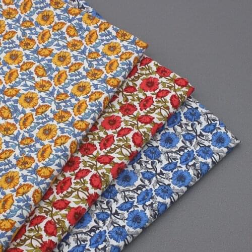 100% Plain Cotton Poplin 3 Colors Summer Blooming Flower Printed Cotton Poplin Fabric 50x140cm Tree Fabric Patchwork