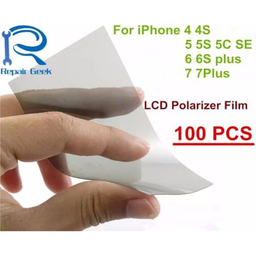 100pcs/Lot LCD Polarizer Polarized Film For iPhone 8 4 4S 5 5S 5C 6 6S 7 Plus LCD Filter Polarizing Polaroider For iPhone 7 Plus