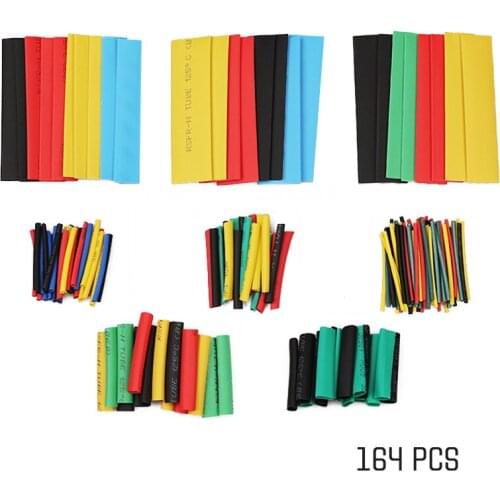 164pcs Polyolefin Insulation Heat Shrink Tubing Tube Sleeve Wrap Wire Assortment Shrinkable Tube Wrap Wire Cable Sleeves