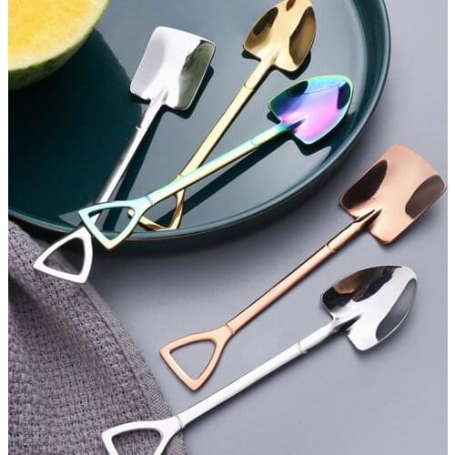 2Pcs Shovel Spoon Coffee Ice Cream Spoon watermelon Shovel Retro Square Head Spoon Kitchen Gadget