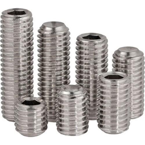 20pcs M5 304 stainless steel concave end set screws Hexagon socket headless bolt Machine screw top wire 3mm-35mm Length