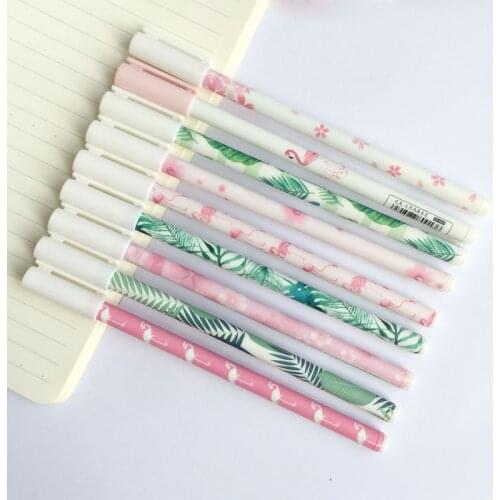 3X Kawaii Sakura Green Leaf Flamingo Gel Pen School Office Supply Student Stationery Black Ink 0.5mm
