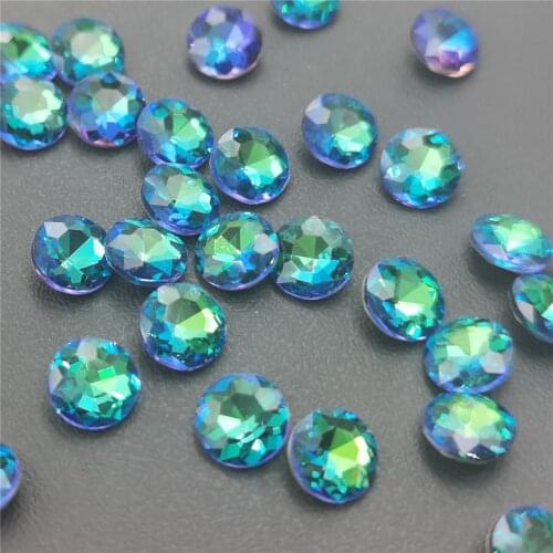 8mm glitter Gem flower Glass Crystal Round rhinestone Sphinx nail crystals pointback Fancy stones DIYjewelry making Accessory