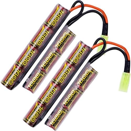 2pack 2/3A 8.4V Airsoft Battery 1600mAh NIMH Butterfly Nunchuck Battery Pack with Mini Tamiya Connector for Airgun