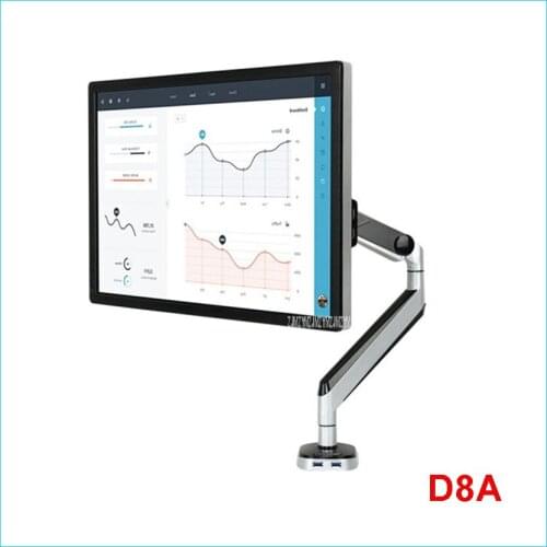 New Loctek D8A Aluminum Gas Spring Full Motion Desktop Monitor Holder LCD Computer Mount Arm Loading 2-9kgs With Two USB Port
