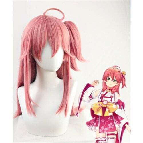 Anime VTuber Hololive Sakura Miko Cosplay Wig Heat Resistant Synthetic 60CM Long Pink Hair Wig Hallowen Party+ Free Wig Cap