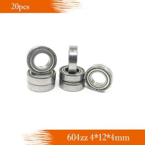 Free shipping 20pcs 604zz 4*12*4mm miniture skating ball bearing deep groove ball bearing 604 ZZ 604-2Z R1204ZZ