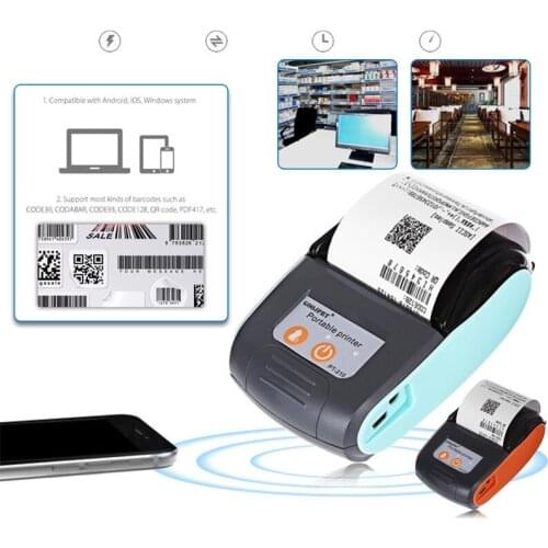 Wireless Mini 58mm Bluetooth Printer Portable Thermal Receipt Printer Ticket Machine Mobile Phone Free App on Phone Printer