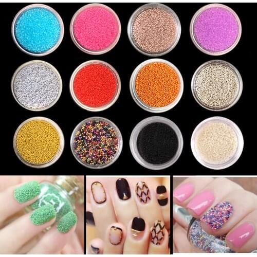 DIY 3D Gold Silver Transparent Mini Caviar Beads Gel Polish Nail Art Tips Charm Metallic Pearl Ball Pro Manicure Pedicure