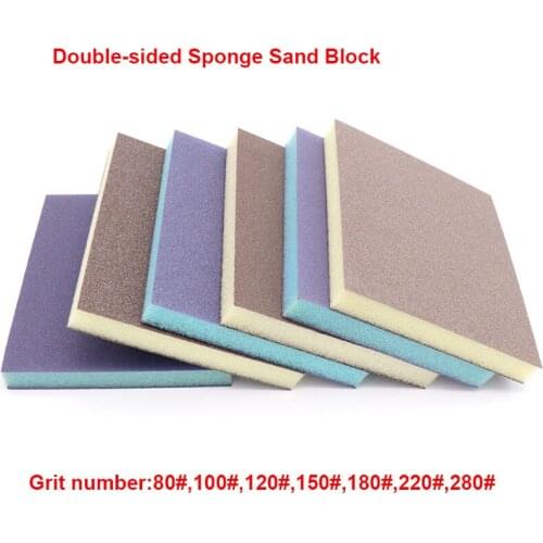 2PCS Double-sided Sponge Sand Block Black Gray Color 96*120*11 80-280 Grit Sandpaper For Furniture Woodworking Plastic Polishing