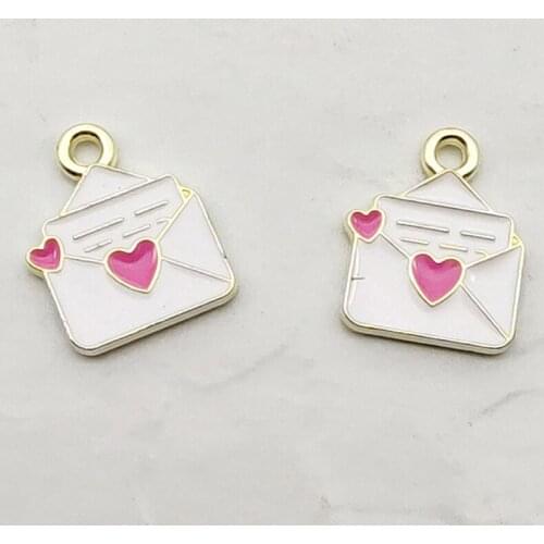 10pcs/set 13x15mm Enamel Envelope Charm for Jewelry Making Bracelet Necklace Charms DIY Handmade Accessories Supplies