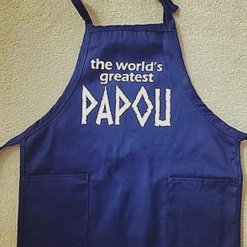 Custom Novelty Fathers Day Grilling Apron,Personalized The Worlds Greatest Papou Greek Grandfather Apron,Funny Cooking Skills