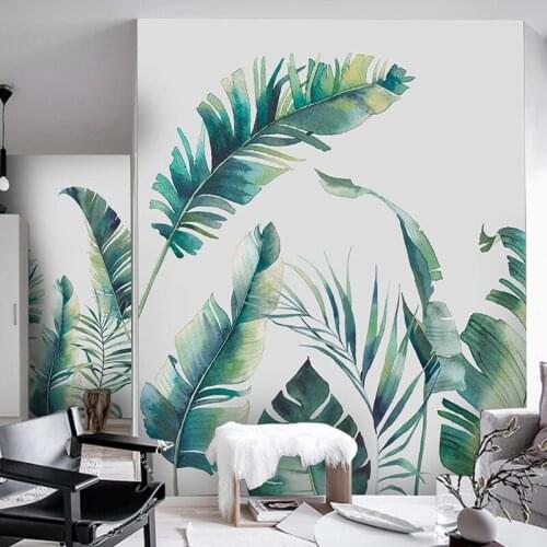 Custom Mural 3D Hand Painted Tropical Plant Banana Leaves Green Leaf Photo Wall Murals Wallpaper For Living Room Bedroom Decor