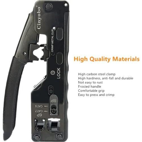 RJ45 Network Crimper Tool For Cat7 Cat6 Cat5 STP 8P8C Multifunction Crimp Metal Clip Stripper