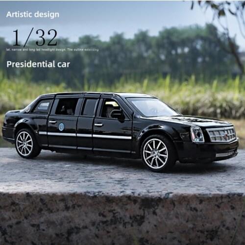 1:32 Scale Cadillac Diecast Presidential Limousine Model Metal Toys Car For Kids With 6 Openable Doors Collection Original Box