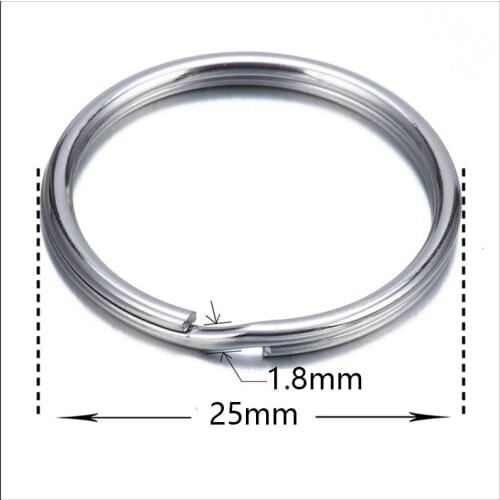 304 Real Stainless Steel Split Key Ring DIY Metal Accessories Dia 1.8x25mm Key Chain Key Holder Jewelry Making Wholesale 10pcs