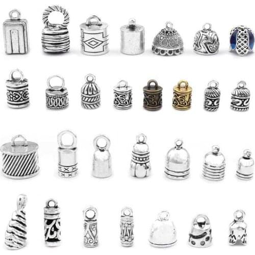 10pcs Silver Color Metal End Bead Caps Jewelry Finding Charms Tassel Cap Crimp End Bracelet Jewelry Accessories