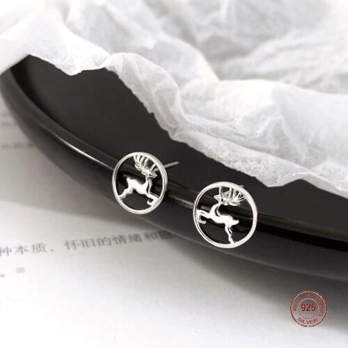 LKO 925 Sterling Silver Fashion Creative Christmas Ornaments Elk Deer Stud Earrings For Women Christmas Party Jewelry Ornaments