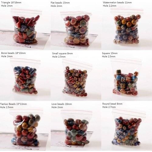 Missxiang new diy handmade hole beaded glazed ceramic beads retro wind woven necklace bracelet pendant beads for jewelry making