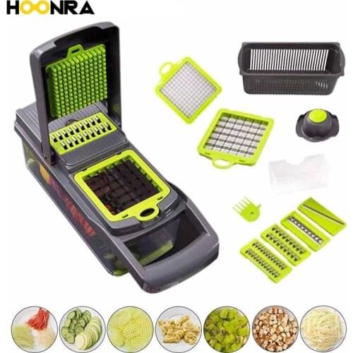 HOONRA 7 In 1 Multi-functional Vegetable Slicer Mandoline Slicer Kitchen Cutter Potato Masher Carrot Shredder Grater Tools