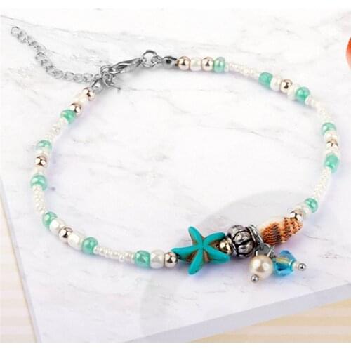 Fashion Starfish Shell Beach Foot Chain Conch Sandal Anklets Beads Bracelet Jewelry