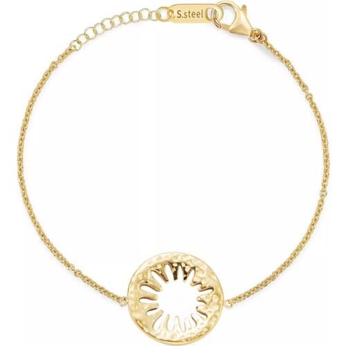 Trendy Round Hollow Flower Bracelet Stainless Steel 2021 Jewelry Simple Charm Metal Texture Bracelet for Women Bijoux Femme