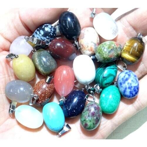 Natural stone Quartz Crystal aventurine Opal Turquoises tiger eye beads pendants for diy Jewelry making necklace Accessories50pc