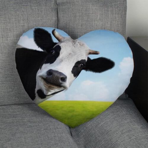 Custom cow Heart Pillow Cover Zipper Pillowcase Cover dakimakura Wedding Home Office Decorative DIY Gift